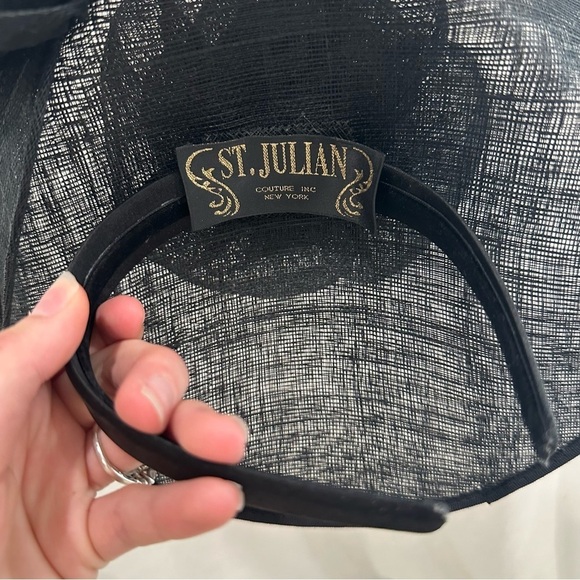 St Julian Black Kentucky Derby headband hat woven with flowers main image 4